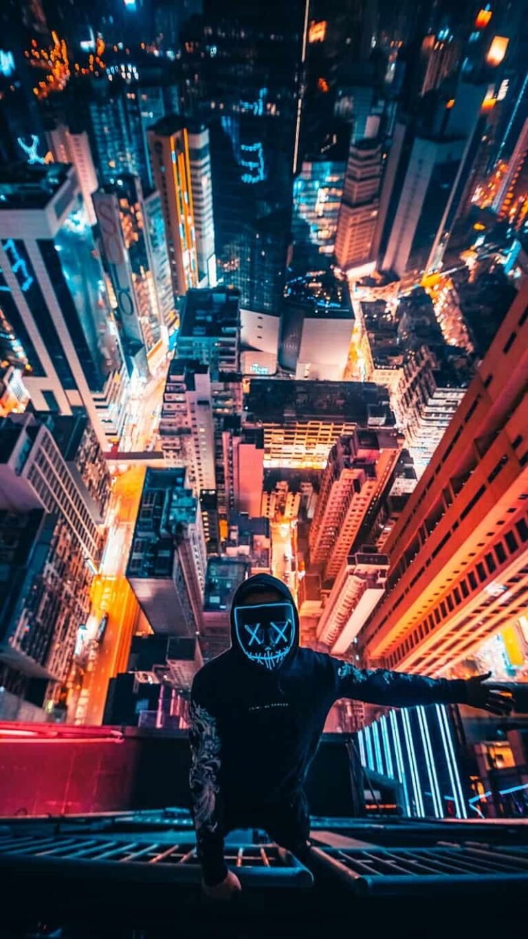 Ảnh hình nền thành phố neon sắc nét