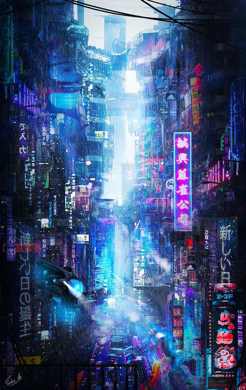 Loạt hình nền thành phố neon cuốn hút