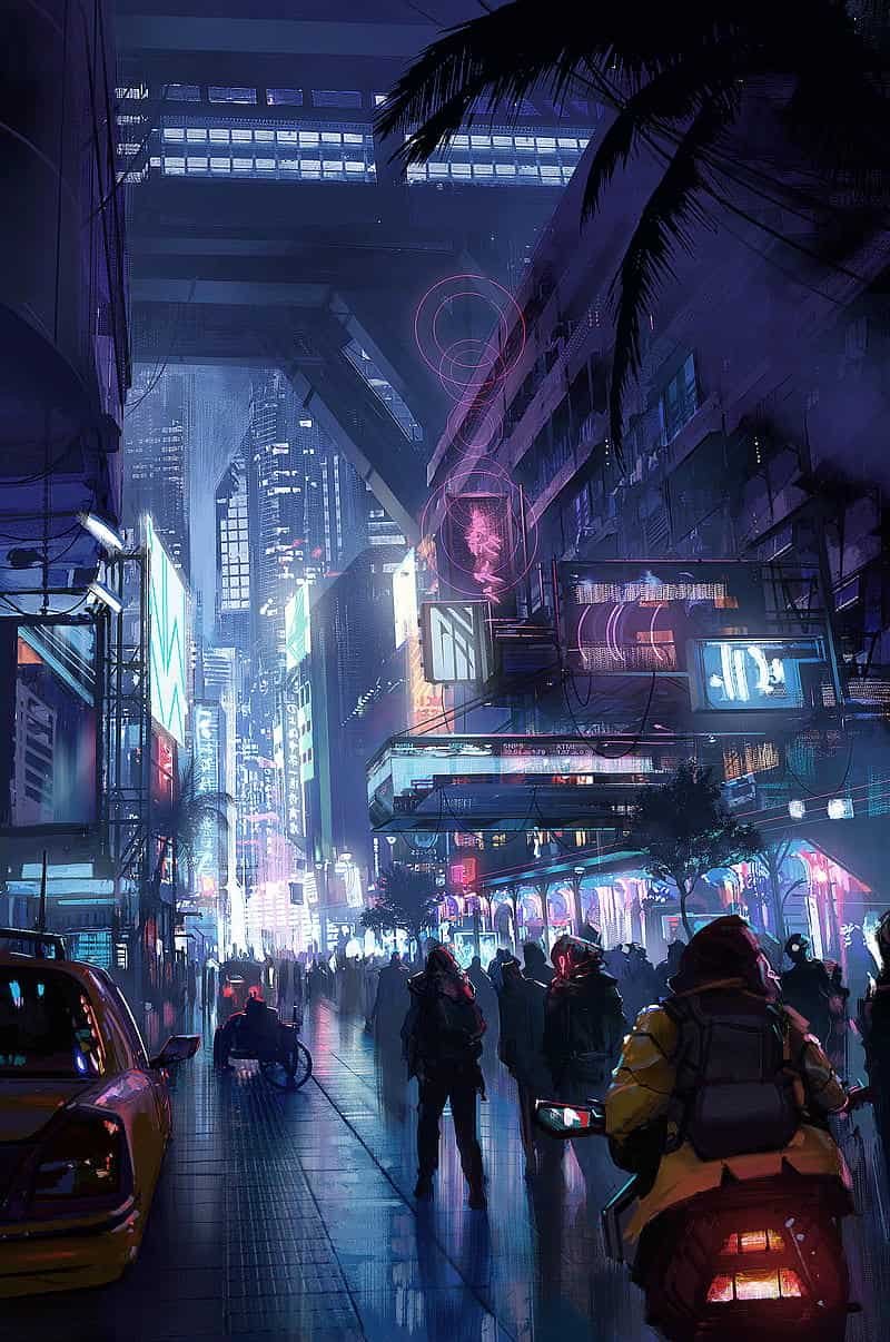Ngắm hình nền thành phố neon miễn phí